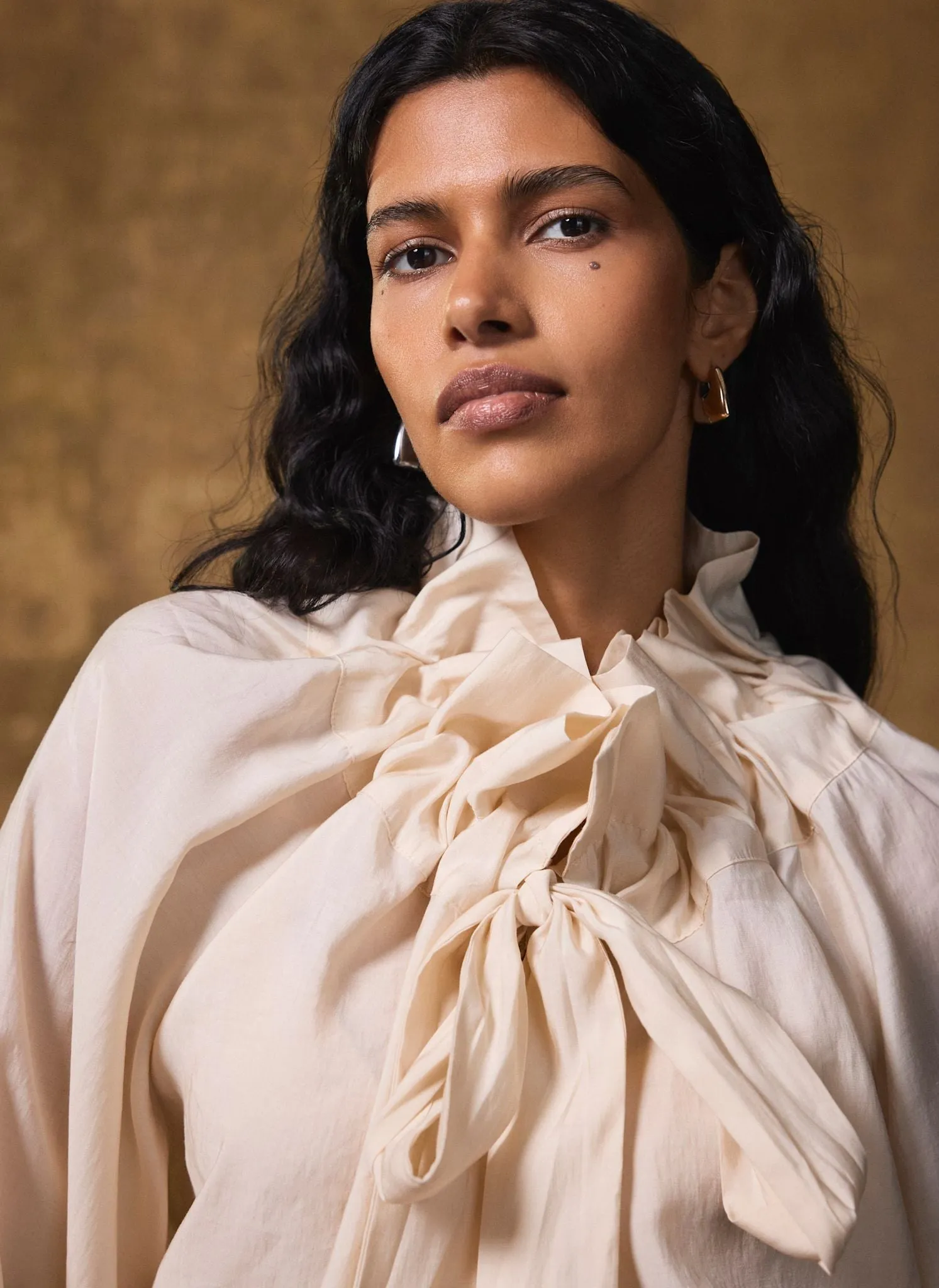 Cream Blouson Tie Neck Blouse sold by Mint Velvet product image thumbnail 4