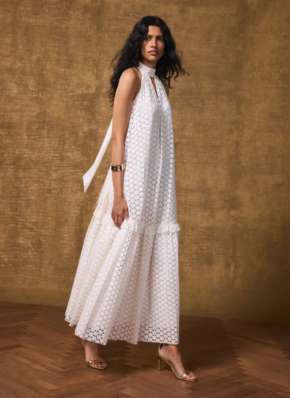 White Lace Disc Maxi Dress made by Mint Velvet
