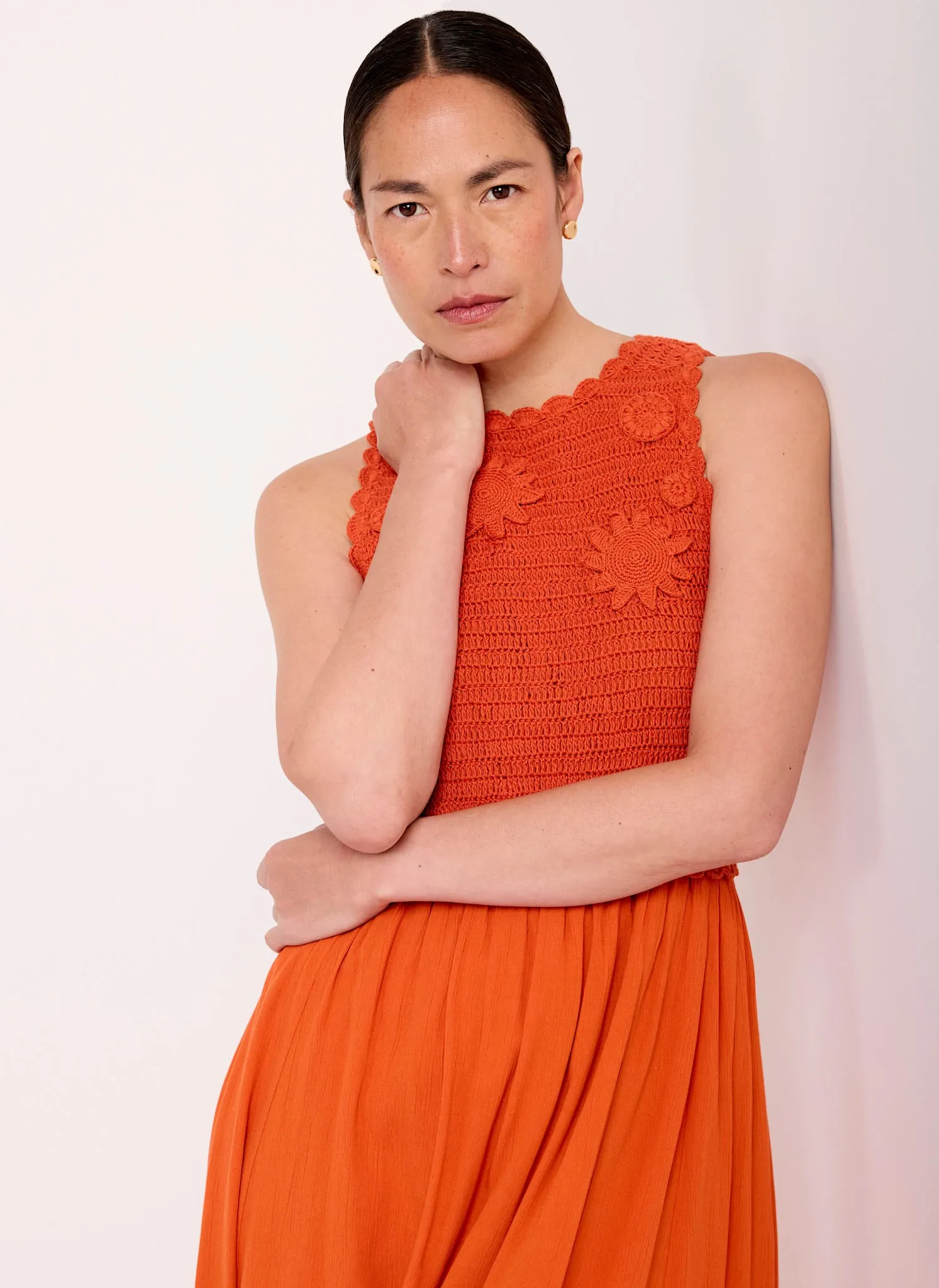 Orange Crochet Midi Dress sold by Mint Velvet product image thumbnail 5