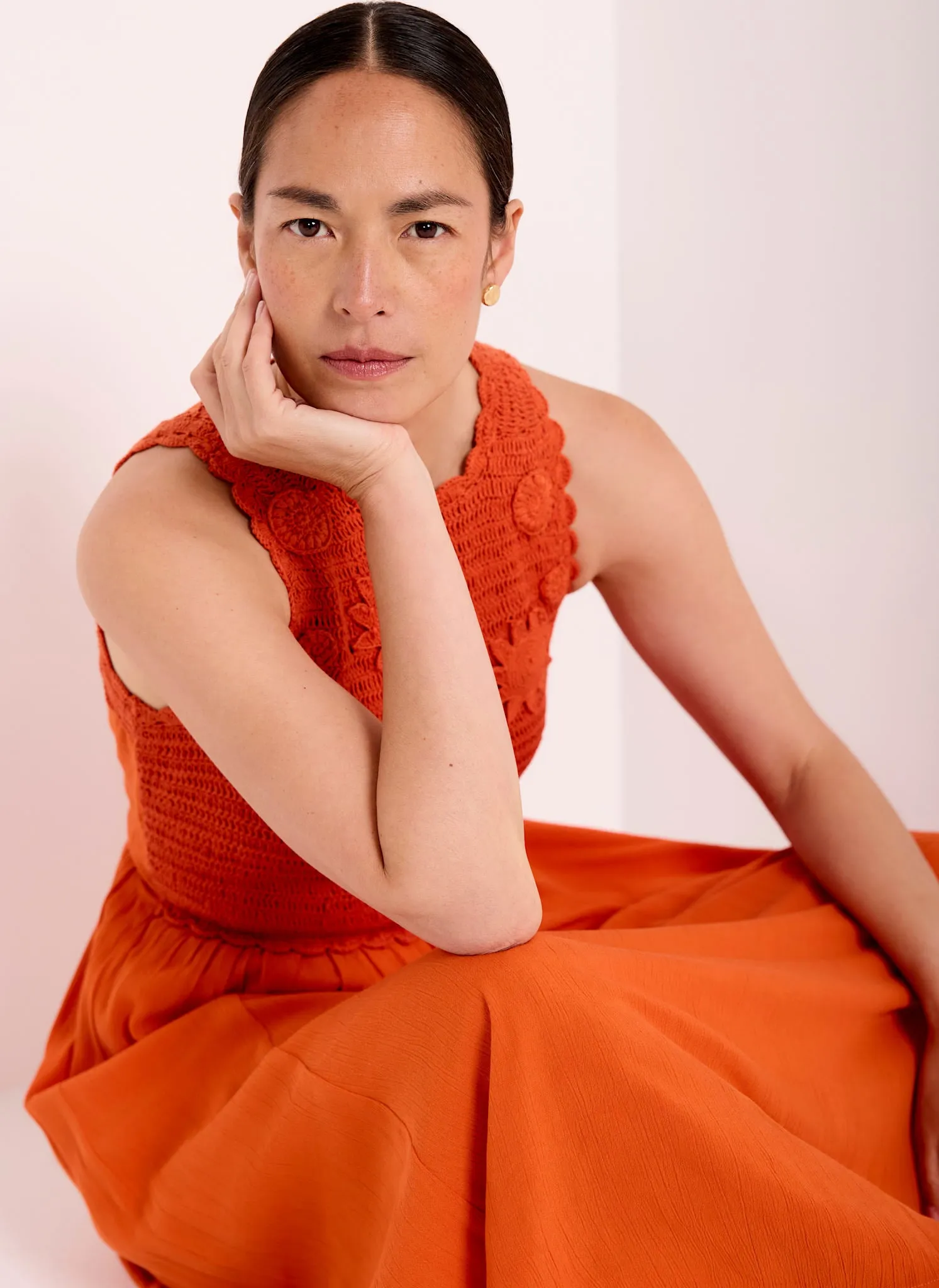 Orange Crochet Midi Dress sold by Mint Velvet product image thumbnail 3