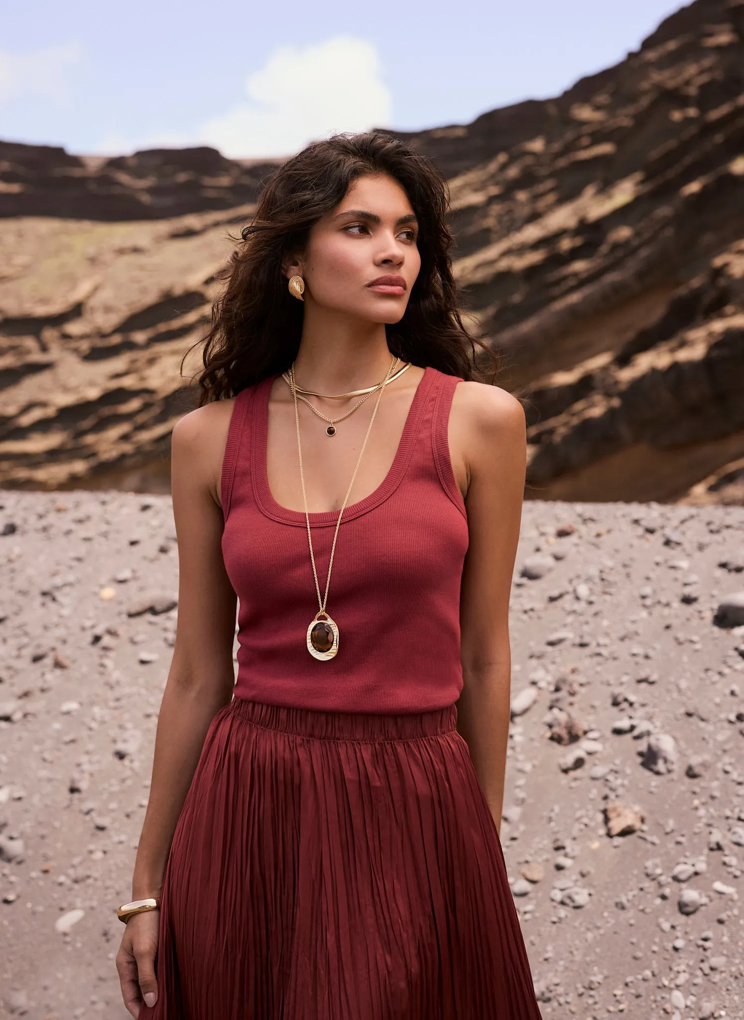 Red Cotton Blend Scoop Vest Top sold by Mint Velvet product image thumbnail 2
