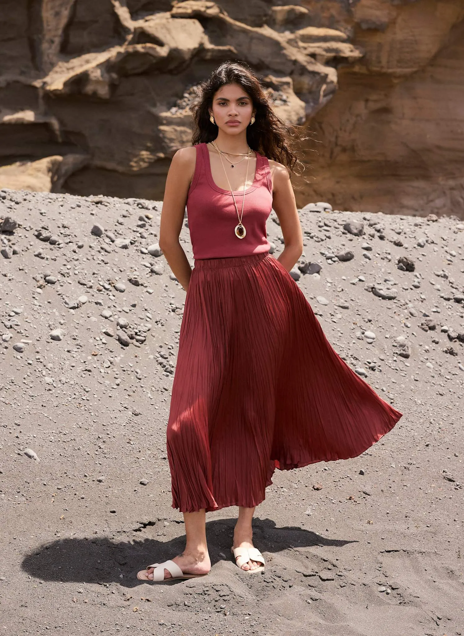 Red Cotton Blend Scoop Vest Top sold by Mint Velvet product image thumbnail 5