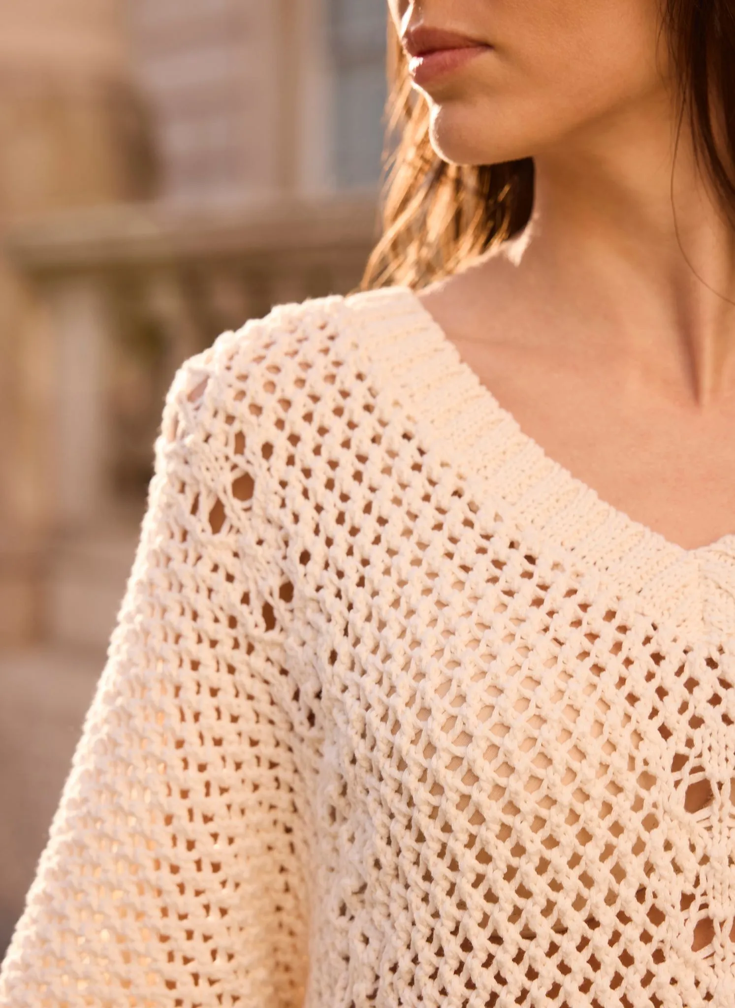 Cream Cotton Blend Knit Top sold by Mint Velvet product image thumbnail 4