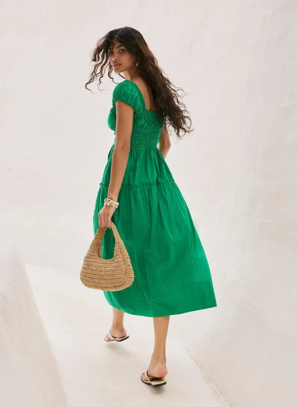 Green Cotton Midi Dress made by Mint Velvet