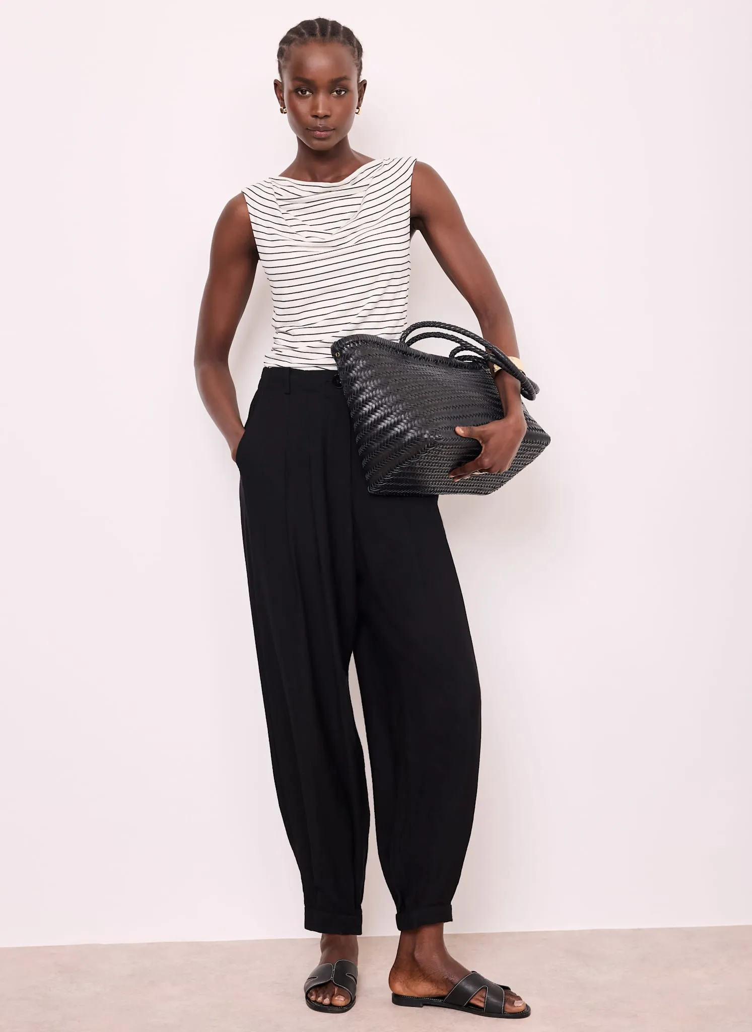 White & Black Stripe Cowl Neck Top sold by Mint Velvet product image thumbnail 5