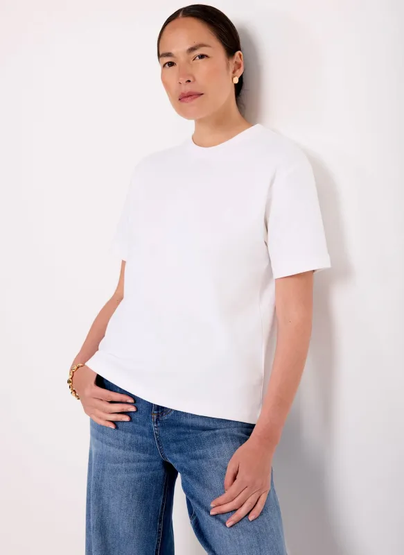 White Cotton Slim Fit T-Shirt made by Mint Velvet