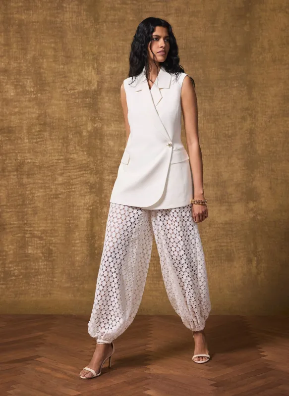 White Lace Disc Balloon Trousers made by Mint Velvet