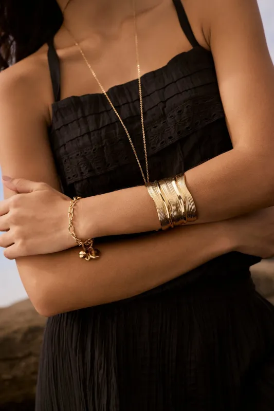 Gold Tone Statement Ridged Cuff made by Mint Velvet