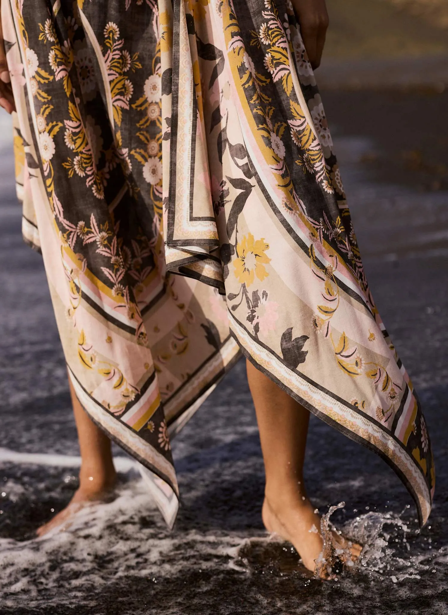 Neutral Floral Print Scarf Detail Maxi Dress sold by Mint Velvet product image thumbnail 4
