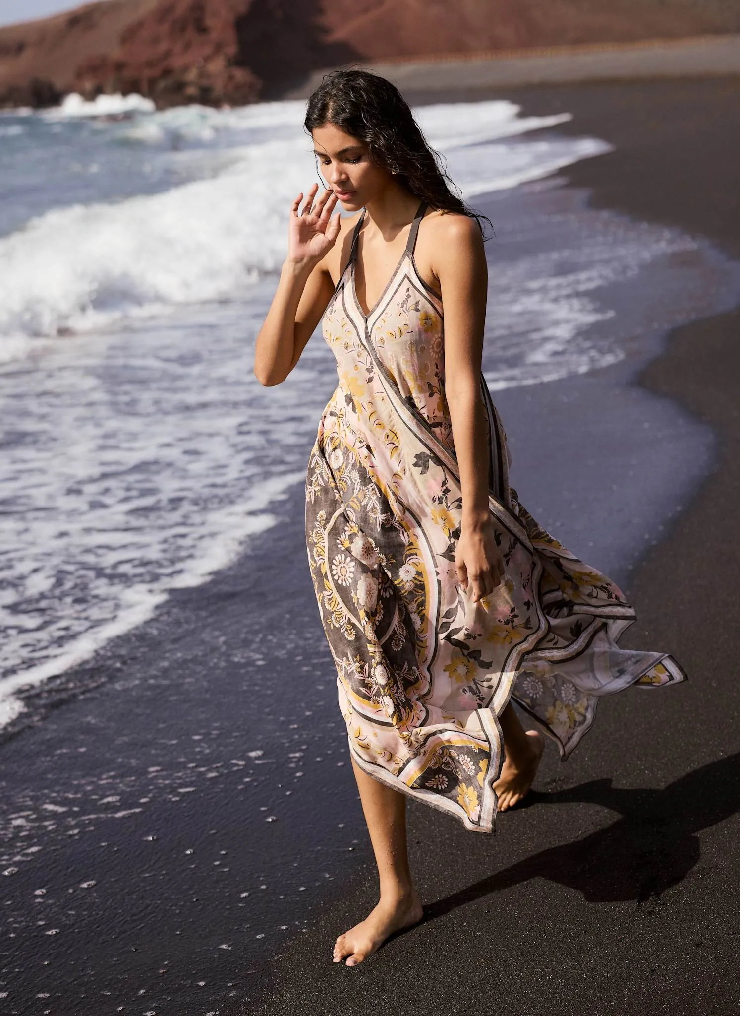 Neutral Floral Print Scarf Detail Maxi Dress sold by Mint Velvet product image thumbnail 2