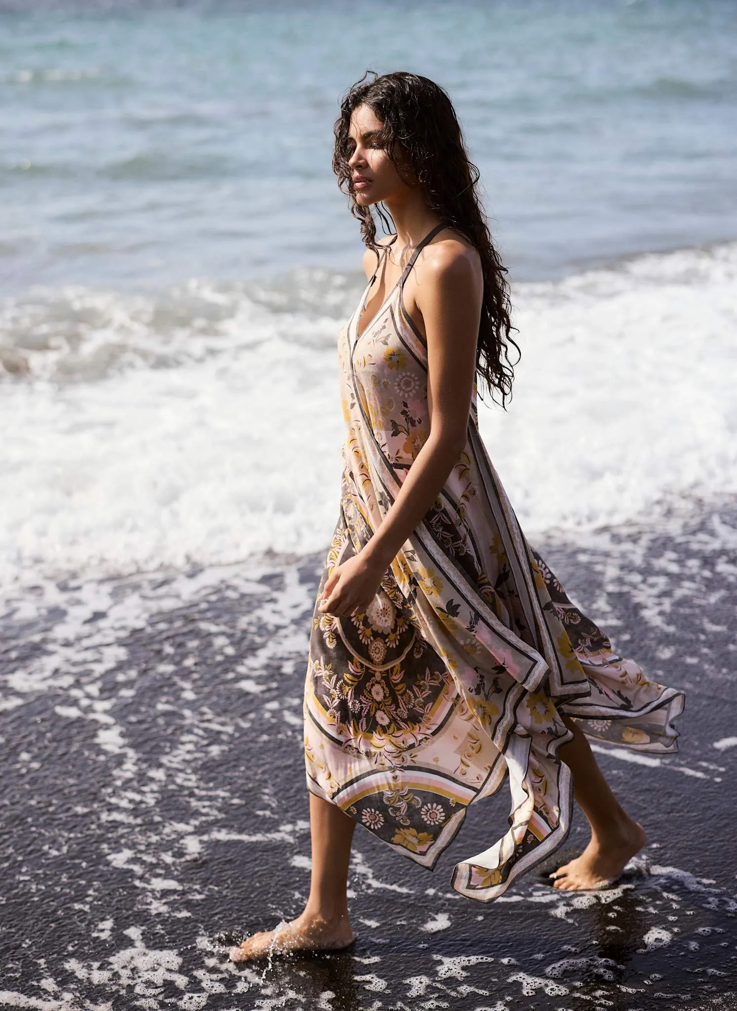 Neutral Floral Print Scarf Detail Maxi Dress sold by Mint Velvet product image thumbnail 5