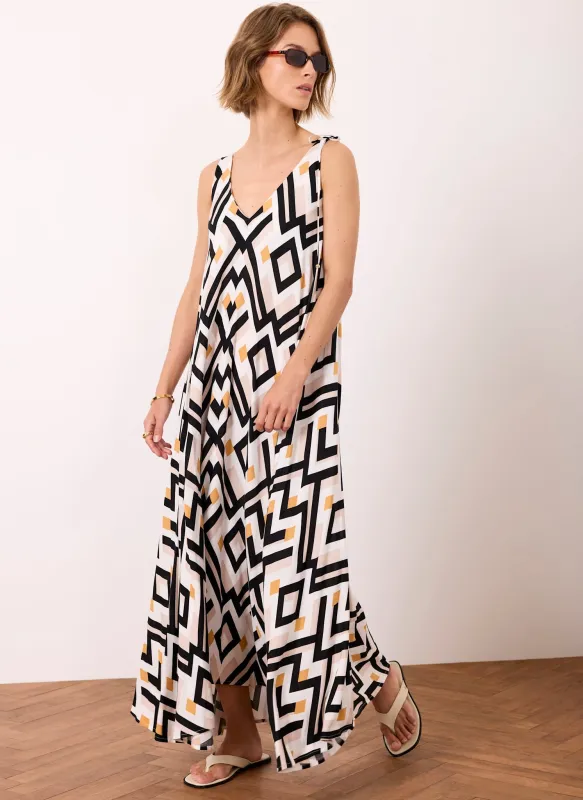 Black Geo Print Midi Dress made by Mint Velvet
