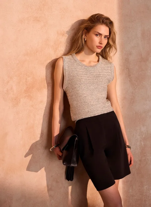Silver Metallic Knit Vest Top made by Mint Velvet