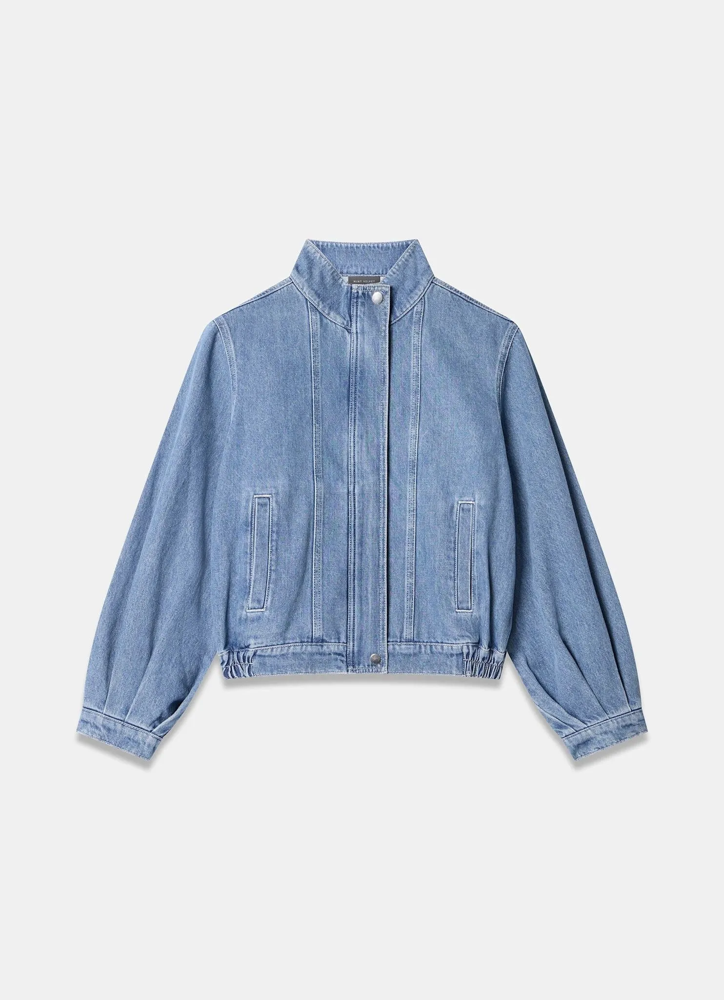 Mid Indigo Denim Bomber Jacket sold by Mint Velvet product image thumbnail 5