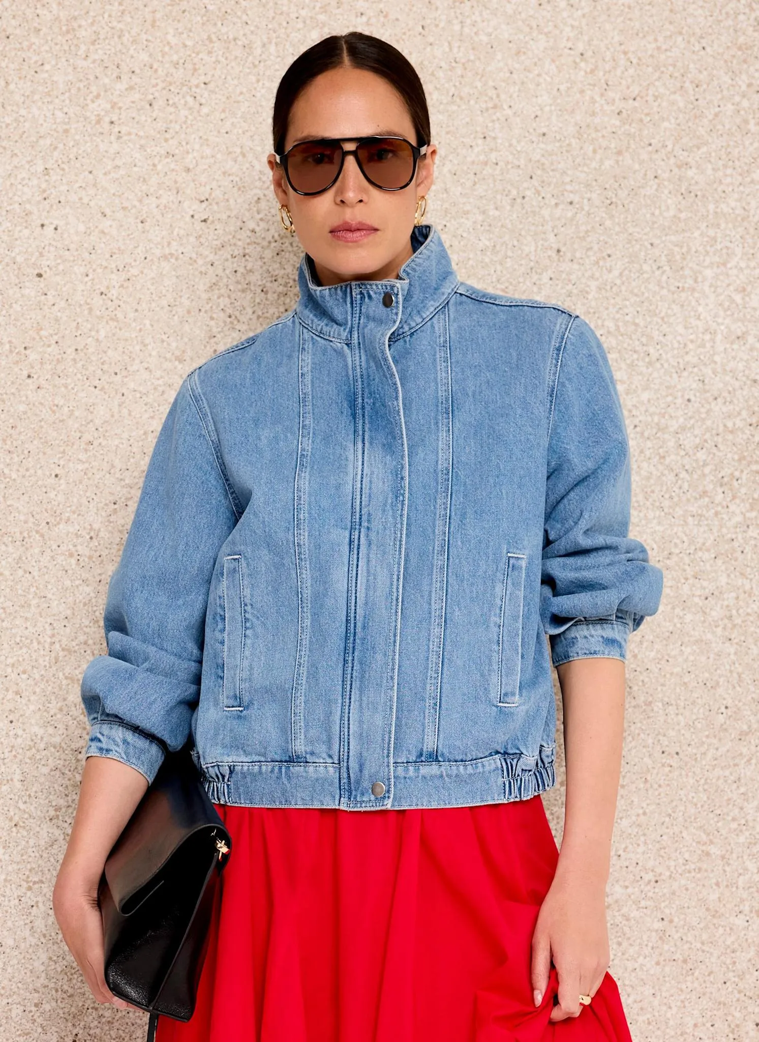 Mid Indigo Denim Bomber Jacket sold by Mint Velvet product image thumbnail 2