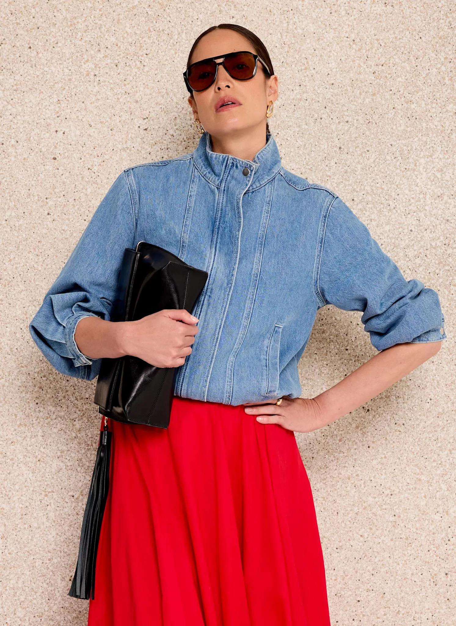 Mid Indigo Denim Bomber Jacket sold by Mint Velvet product image thumbnail 4
