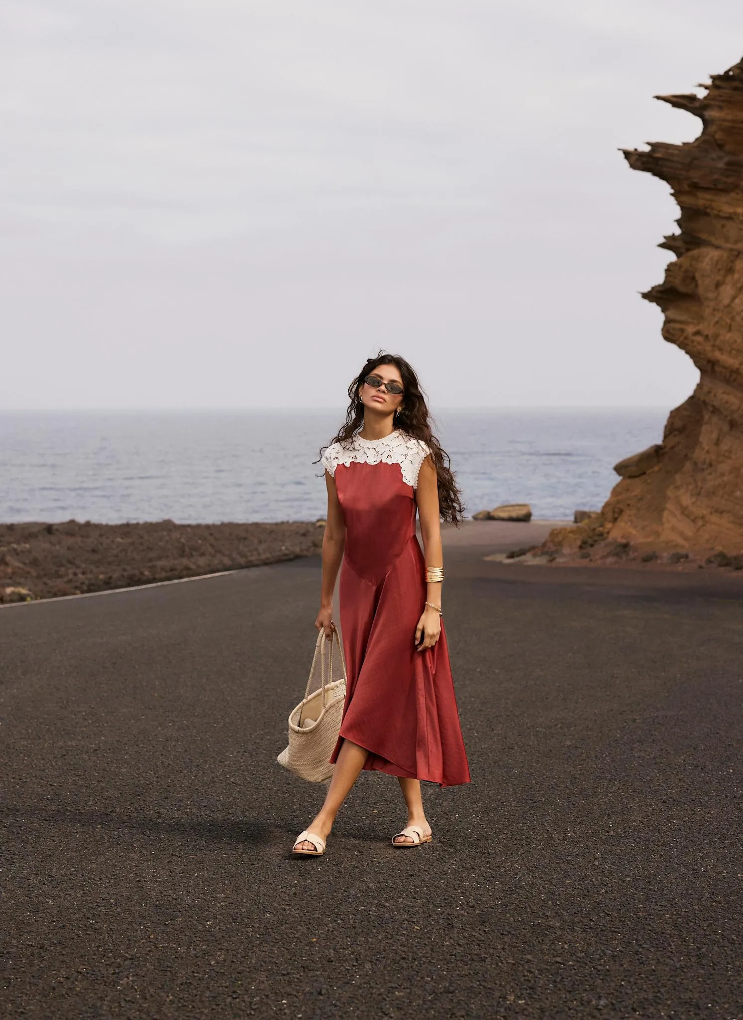 Rust Red Lace Detail Midi Dress sold by Mint Velvet product image thumbnail 5
