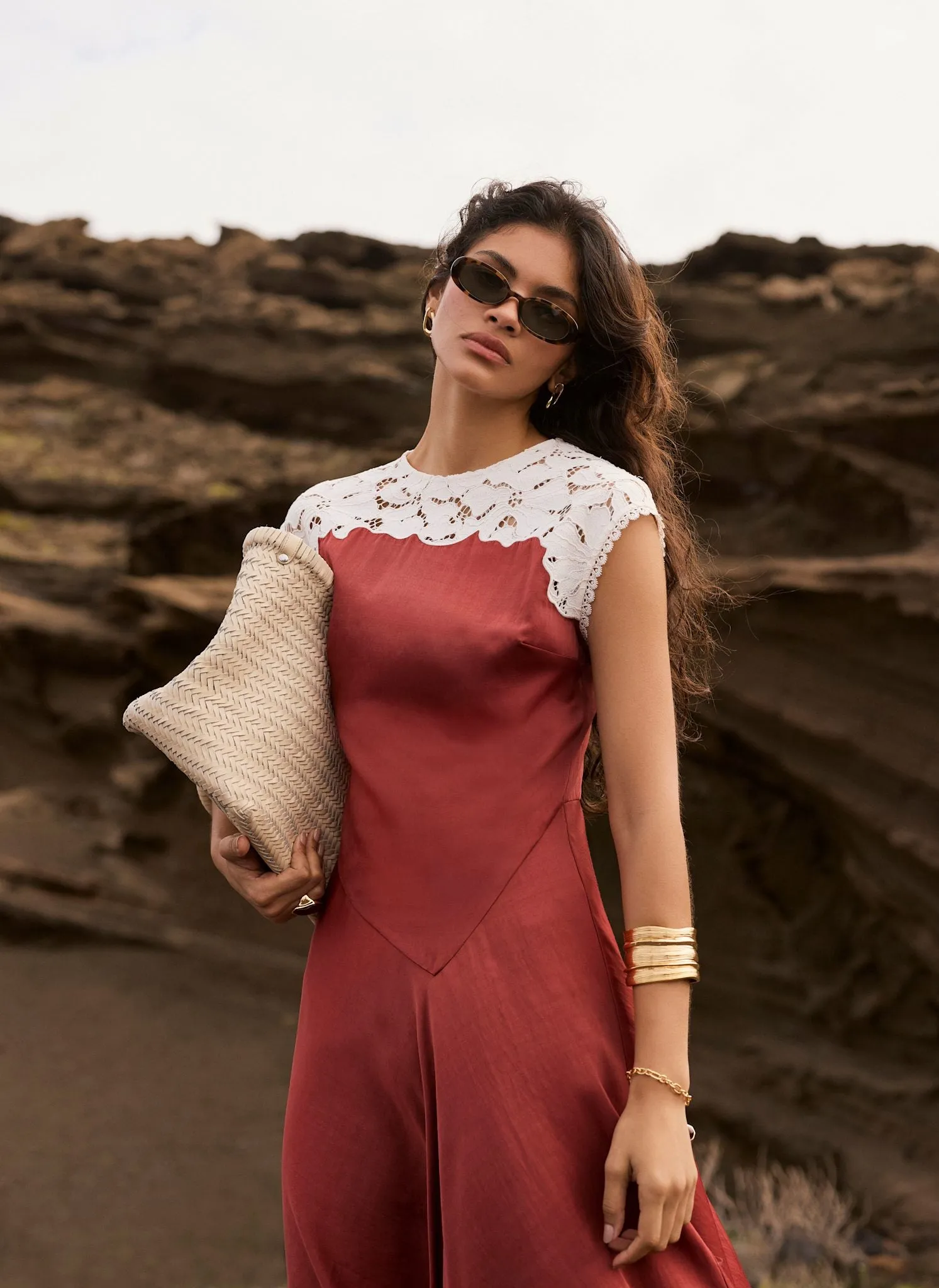 Rust Red Lace Detail Midi Dress sold by Mint Velvet product image thumbnail 4