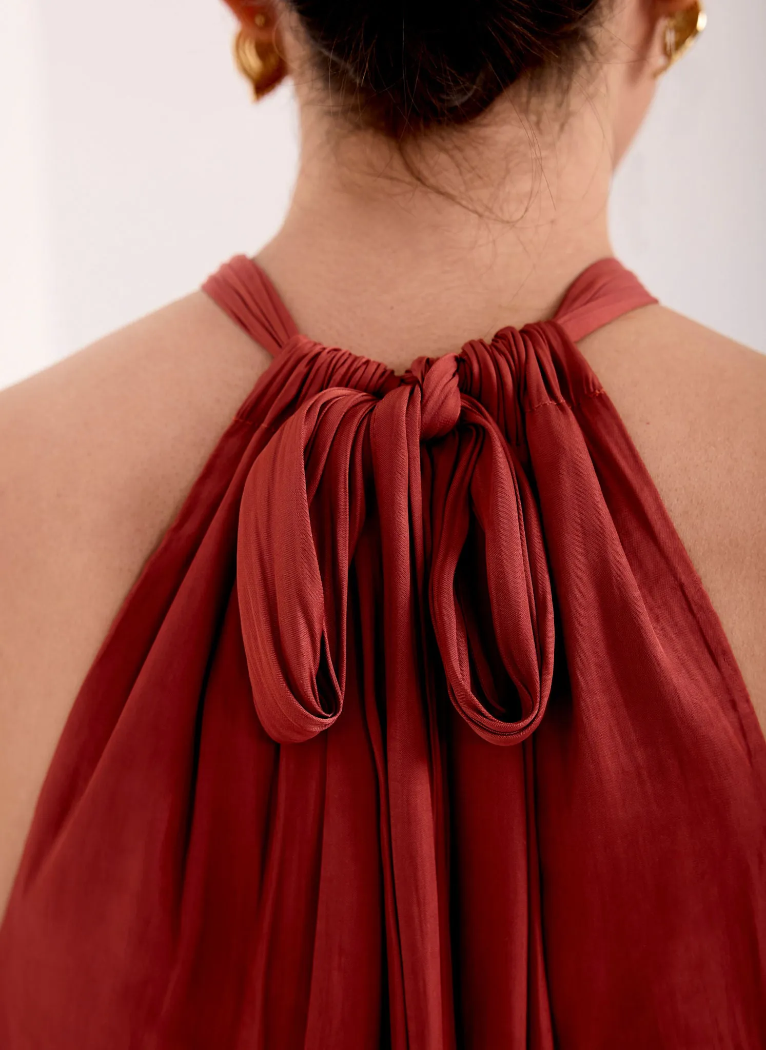 Rust Red Satin Halter Midi Dress sold by Mint Velvet product image thumbnail 4