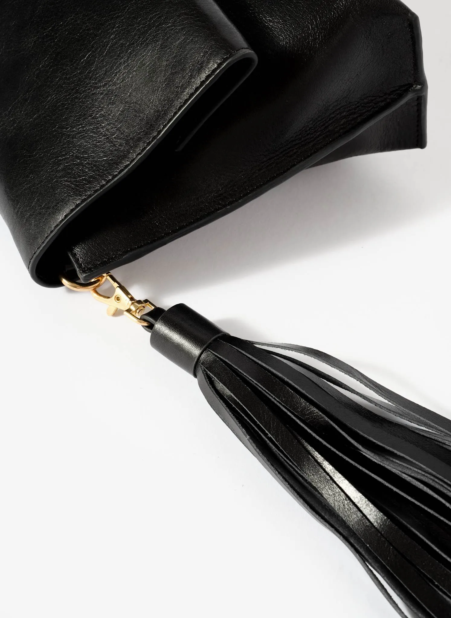 Daisy Black Leather Fold Over Tassel Clutch sold by Mint Velvet product image thumbnail 3
