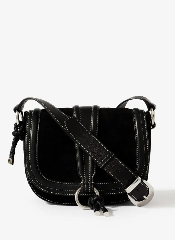 Harper Black Suede Saddle Bag made by Mint Velvet