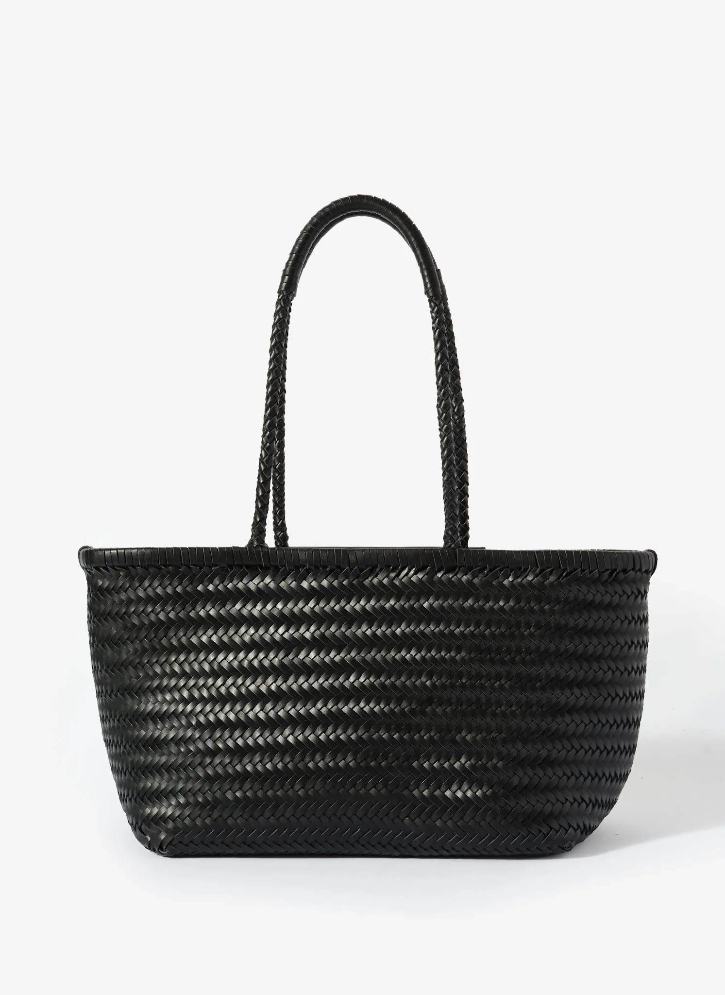 Rae Black Leather Woven Tote Bag sold by Mint Velvet product image thumbnail 3