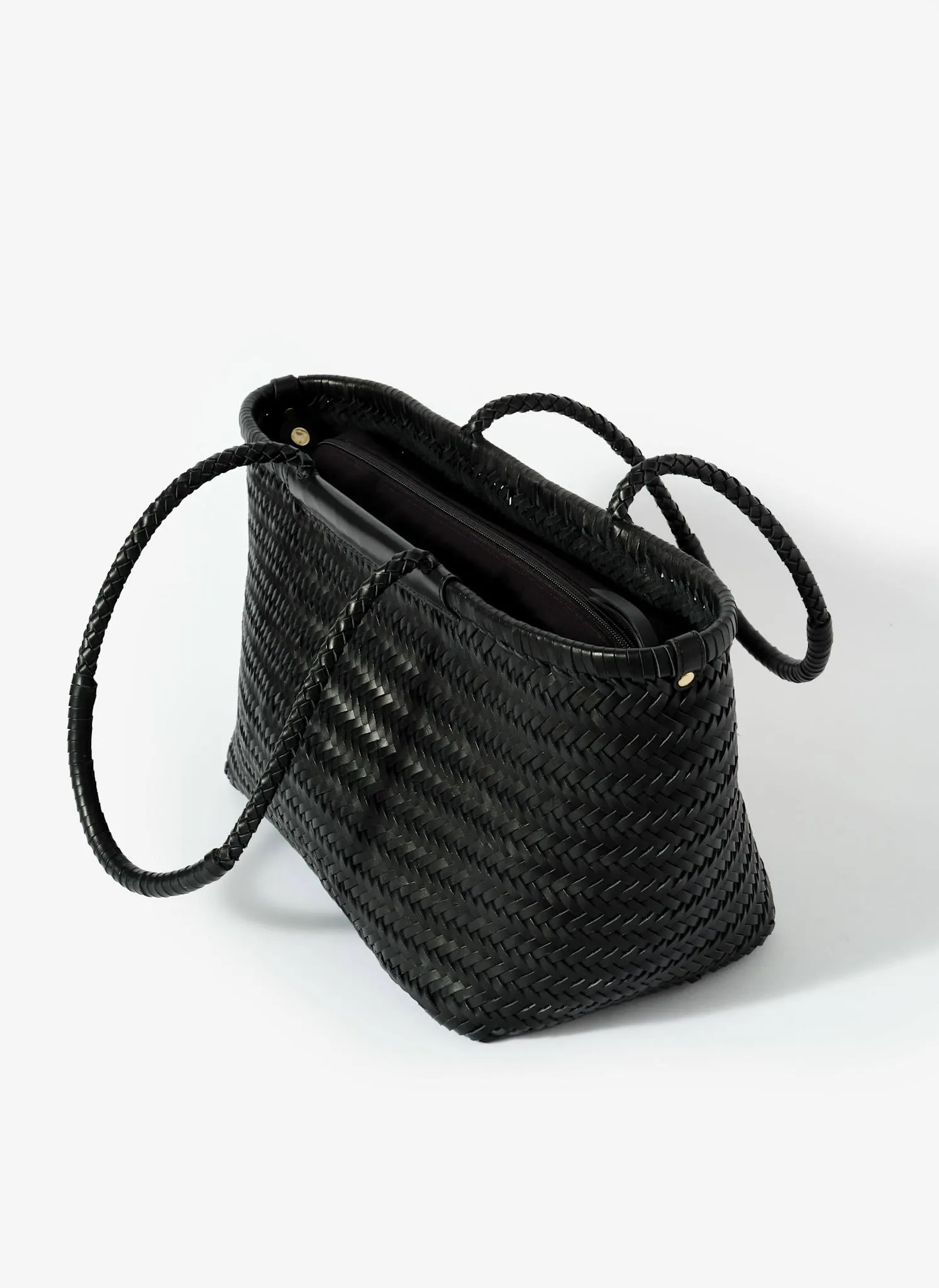 Rae Black Leather Woven Tote Bag sold by Mint Velvet product image thumbnail 5