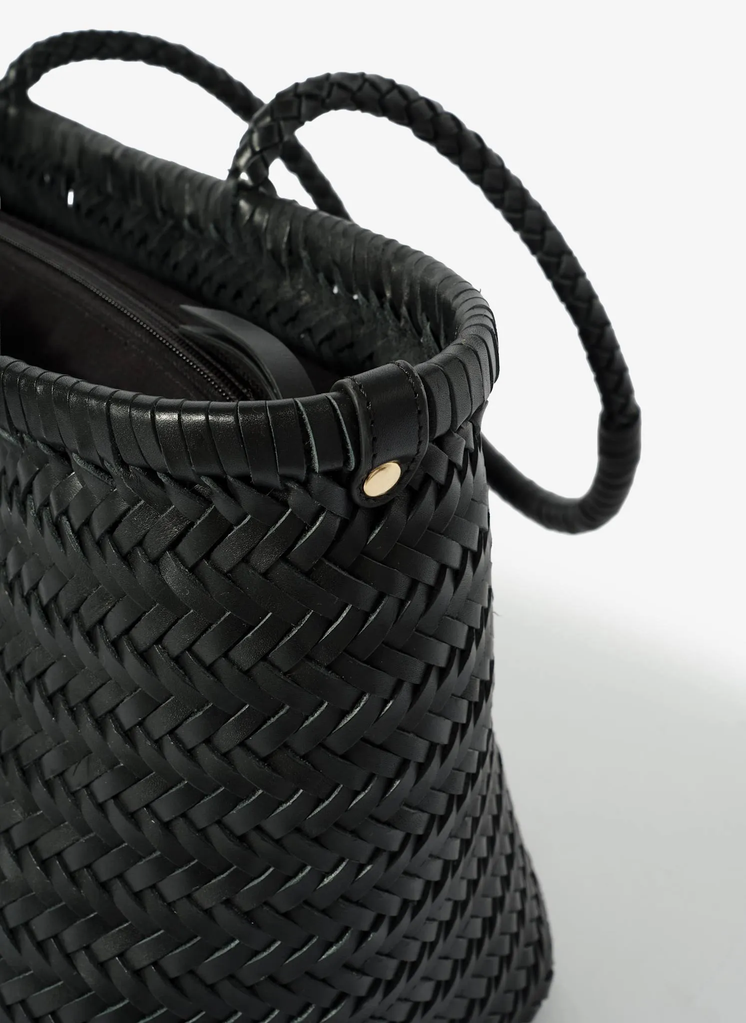 Rae Black Leather Woven Tote Bag sold by Mint Velvet product image thumbnail 4