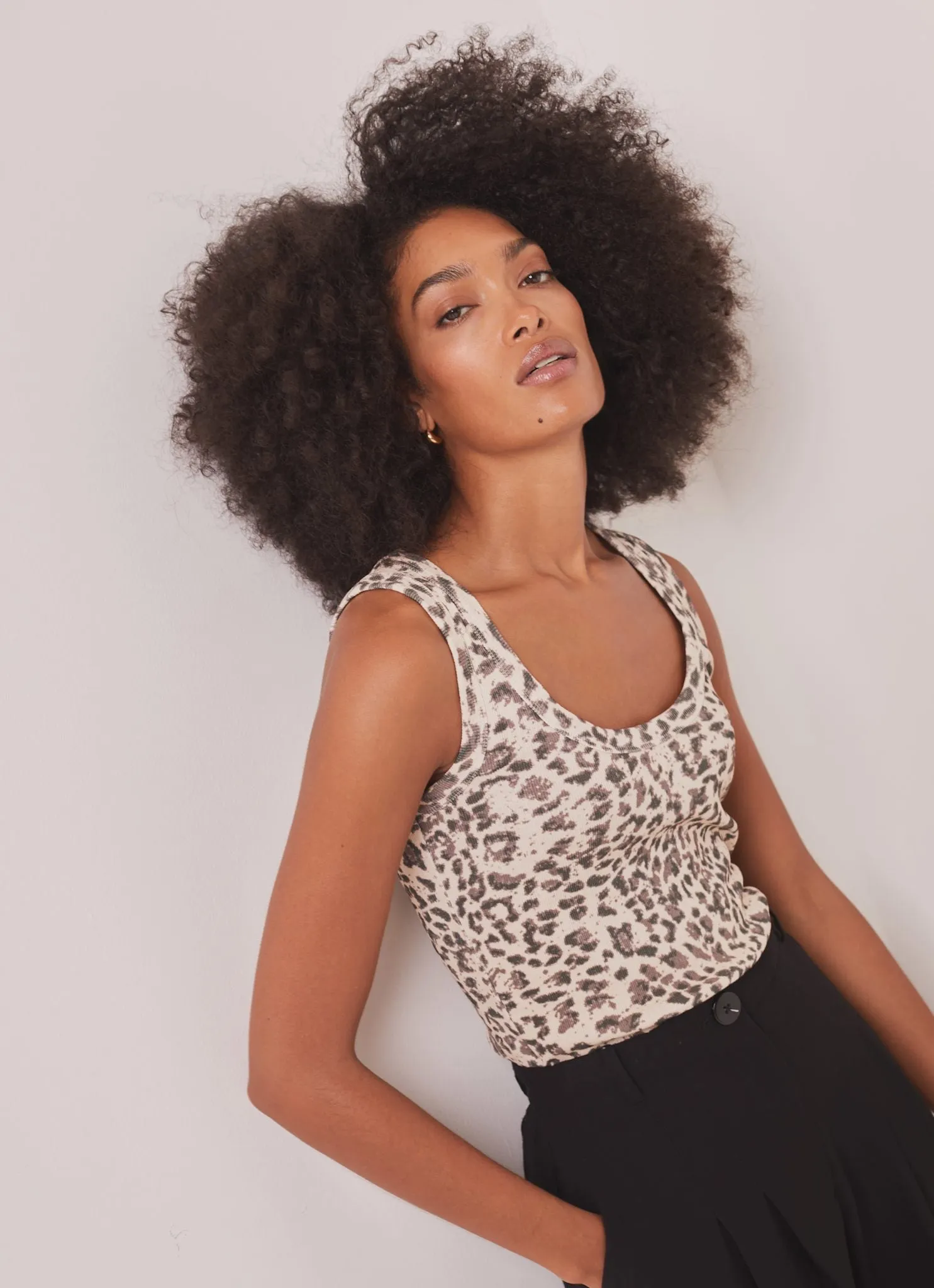 Leopard Print Cotton Scoop Neck Vest sold by Mint Velvet product image thumbnail 2