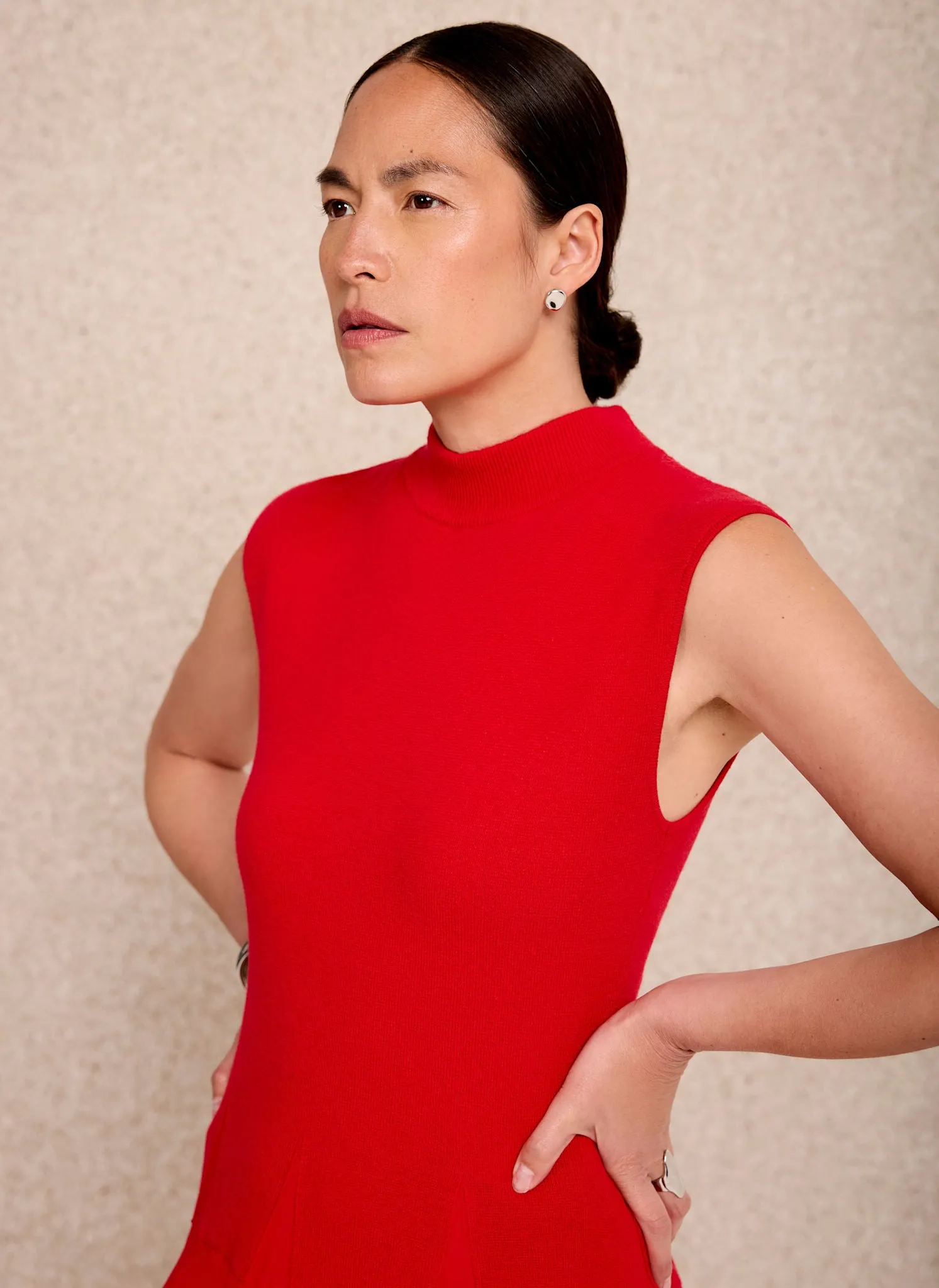 Red Sleeveless Knit Midi Dress sold by Mint Velvet product image thumbnail 3