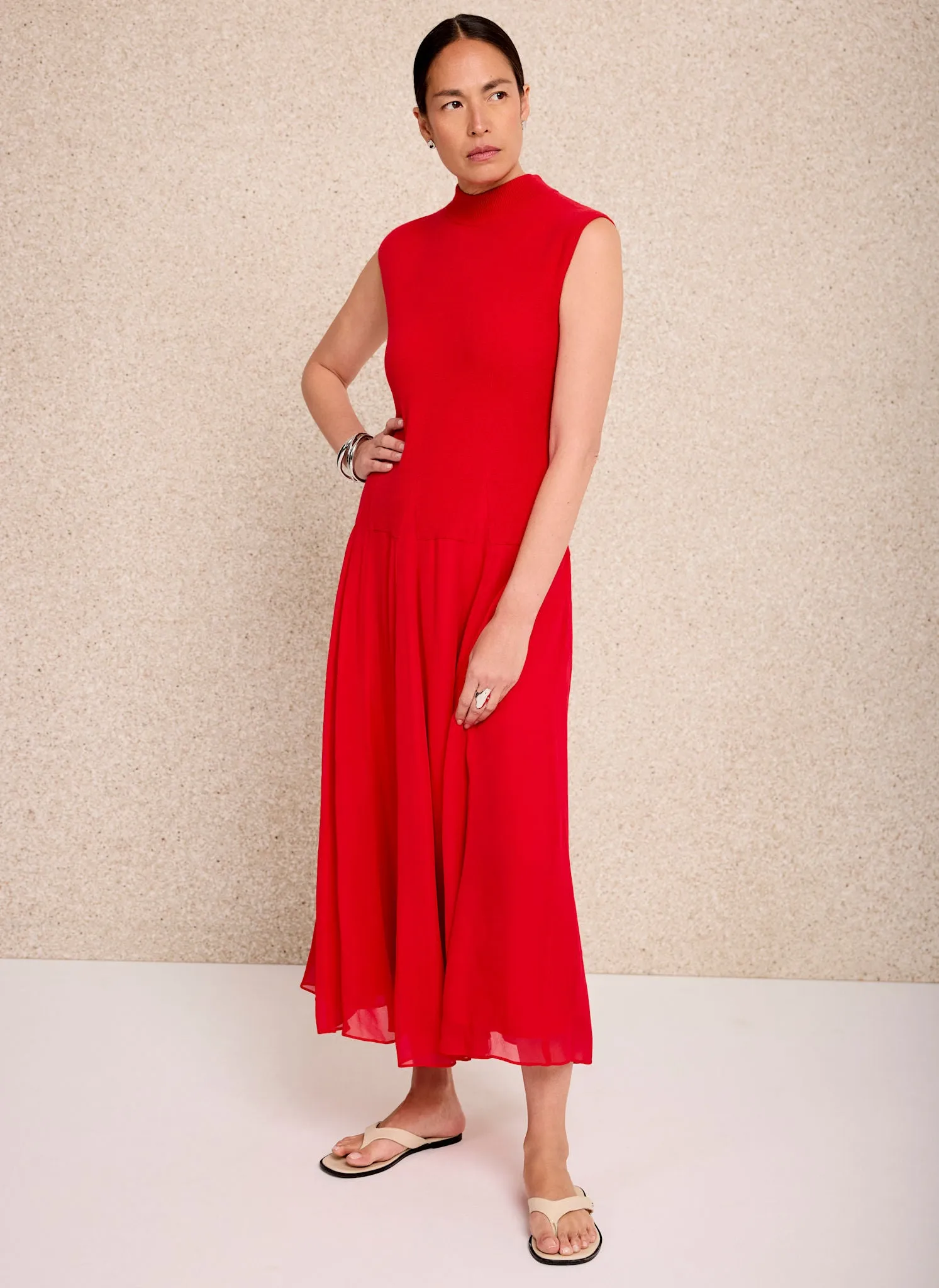 Red Sleeveless Knit Midi Dress sold by Mint Velvet product image thumbnail 2