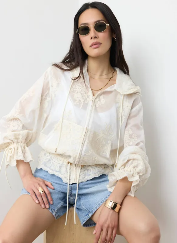 Cream Lace Hooded Jacket made by Mint Velvet