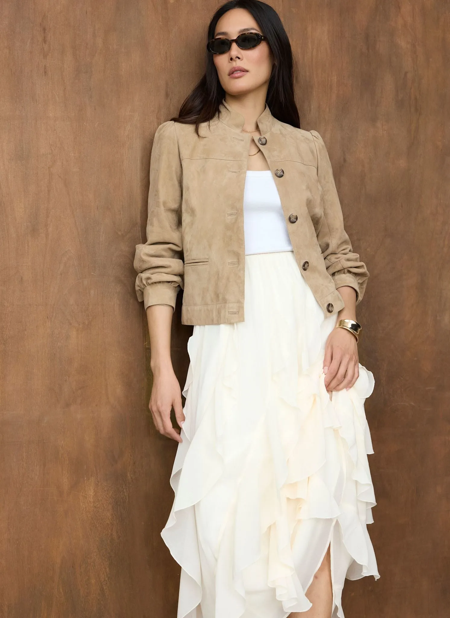 Cream Ruffle Midi Skirt sold by Mint Velvet product image thumbnail 4