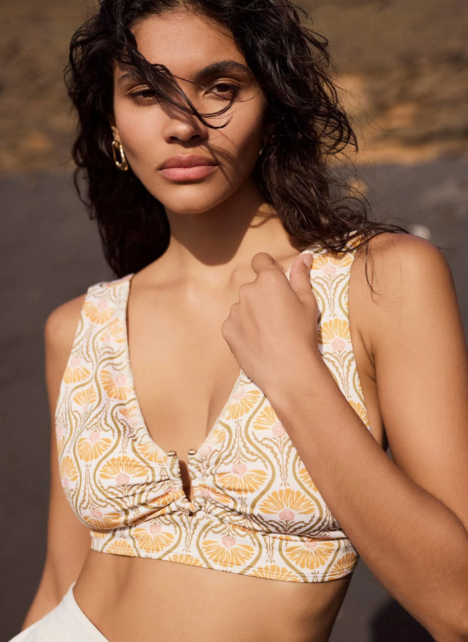 Yellow Floral Print Bikini Top sold by Mint Velvet product image thumbnail 3