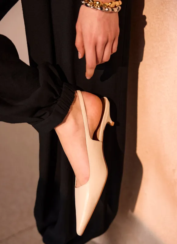 Skye White Leather Slingback Court Heels made by Mint Velvet