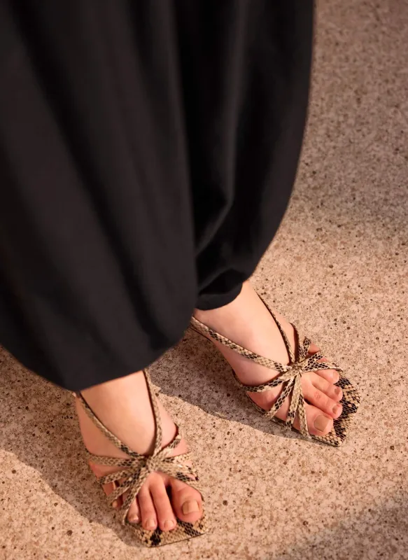 Marcie Snake Print Strappy Kitten Heels made by Mint Velvet