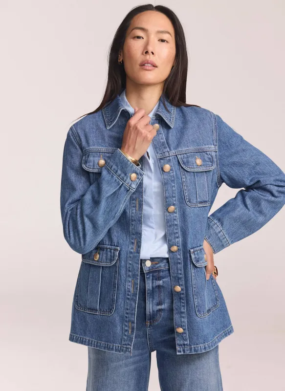 Mid Indigo Denim Shacket made by Mint Velvet