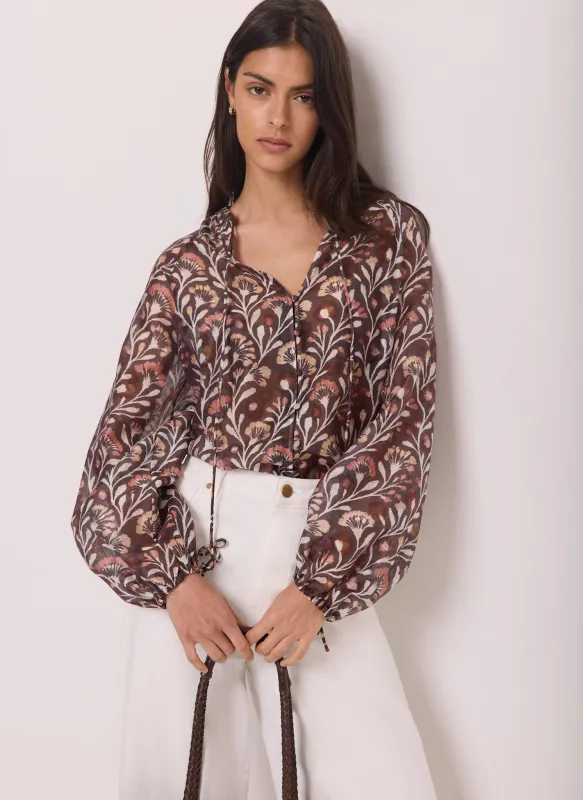 Brown Floral Print Blouse made by Mint Velvet