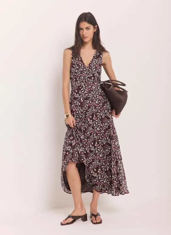 Brown Floral Print Maxi Dress made by Mint Velvet