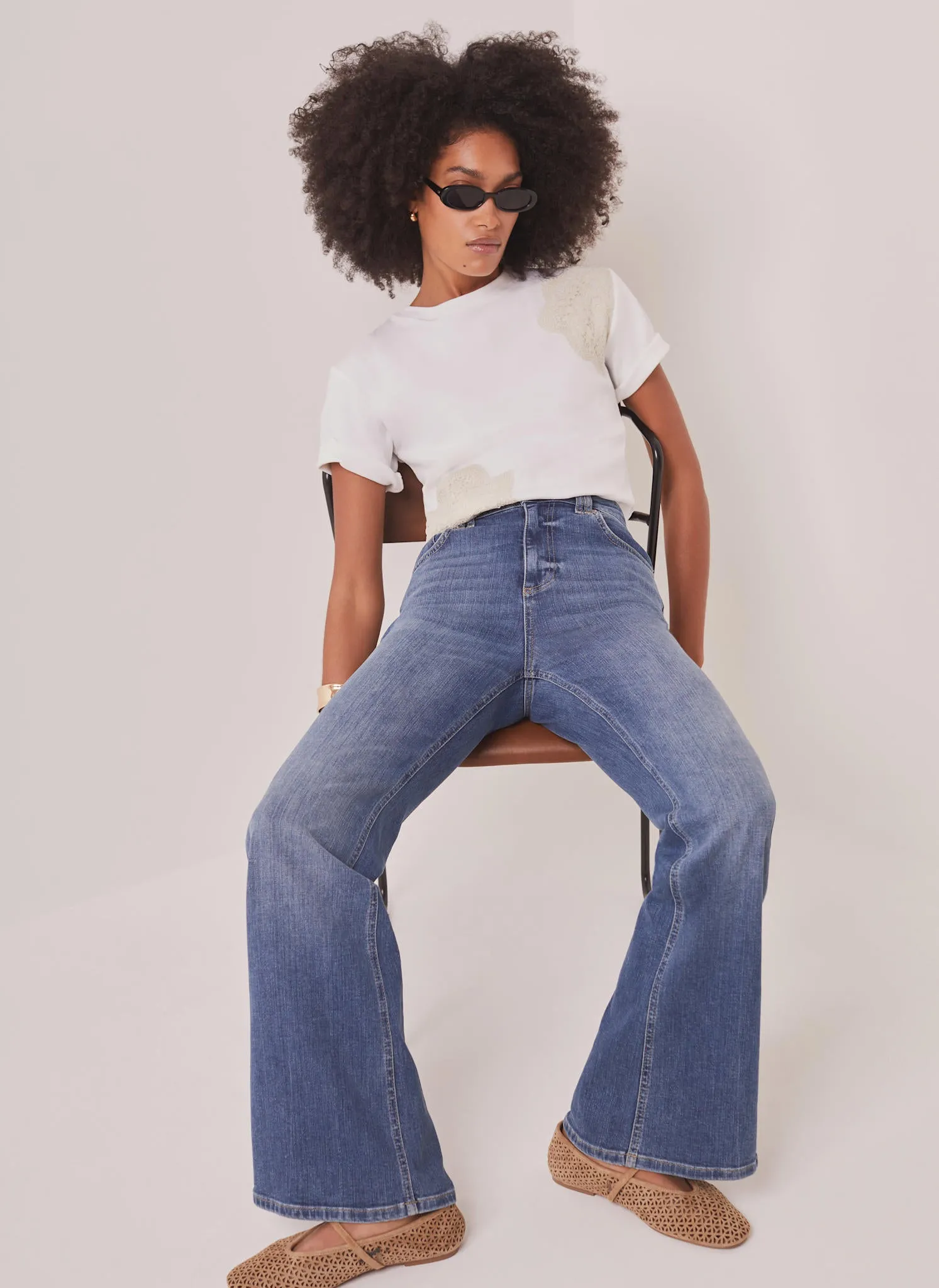 White Cotton Crochet Detail T-Shirt sold by Mint Velvet product image thumbnail 4