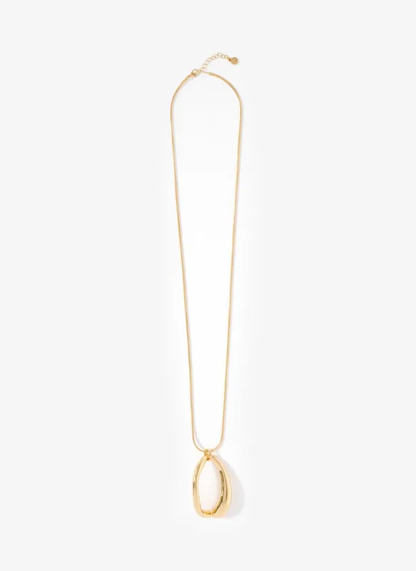 Gold Tone Sculpted Long Pendant made by Mint Velvet