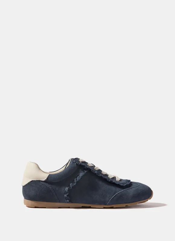 Lina Navy Suede Lace Detail Trainers made by Mint Velvet