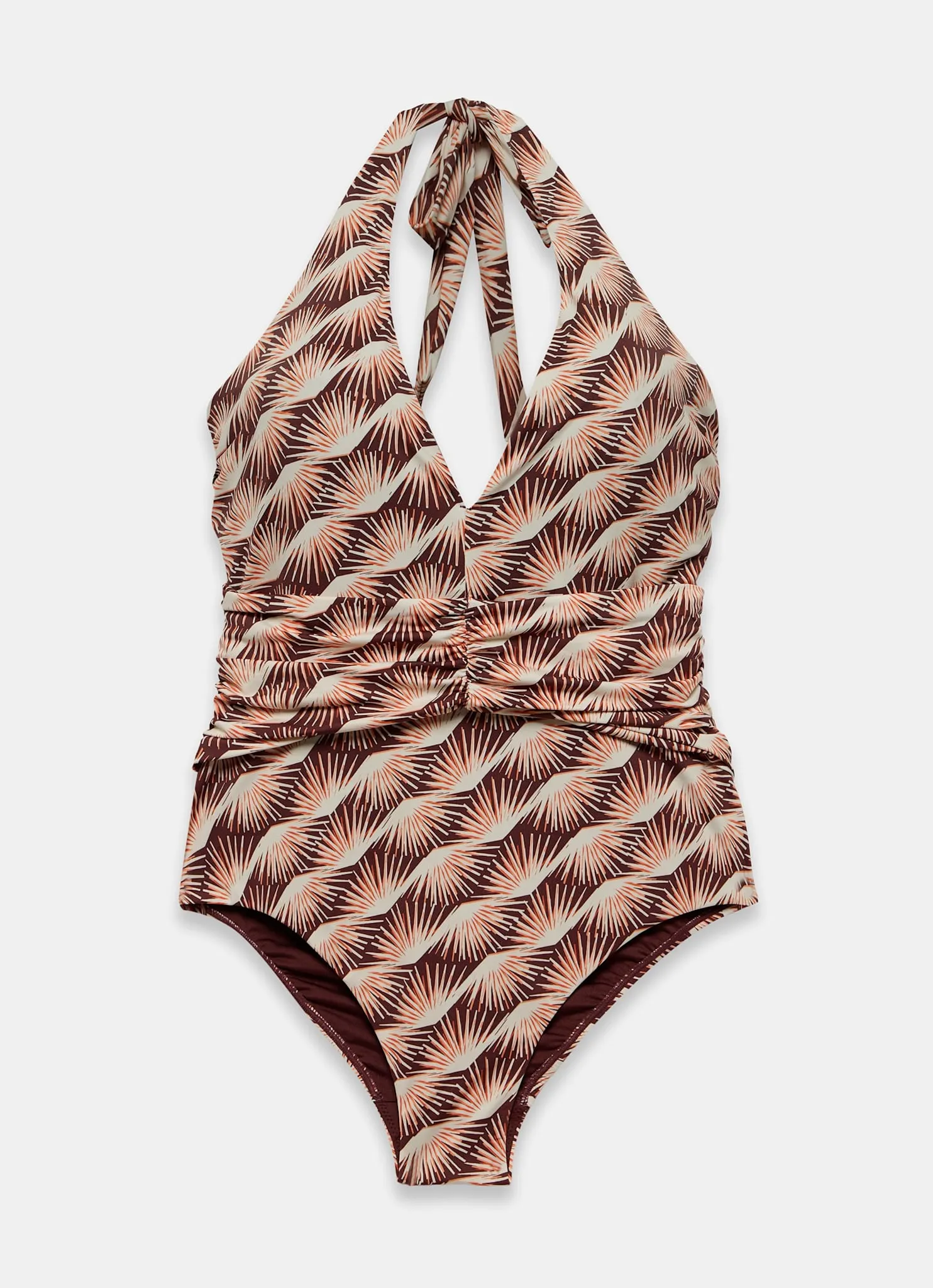Orange Geo Print Plunge Halterneck Swimsuit sold by Mint Velvet product image thumbnail 5