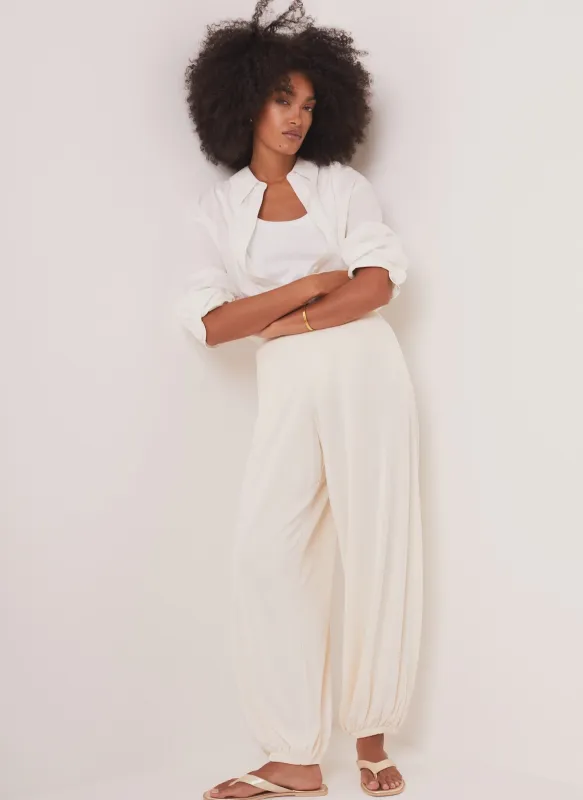 Cream Jersey Balloon Trousers made by Mint Velvet