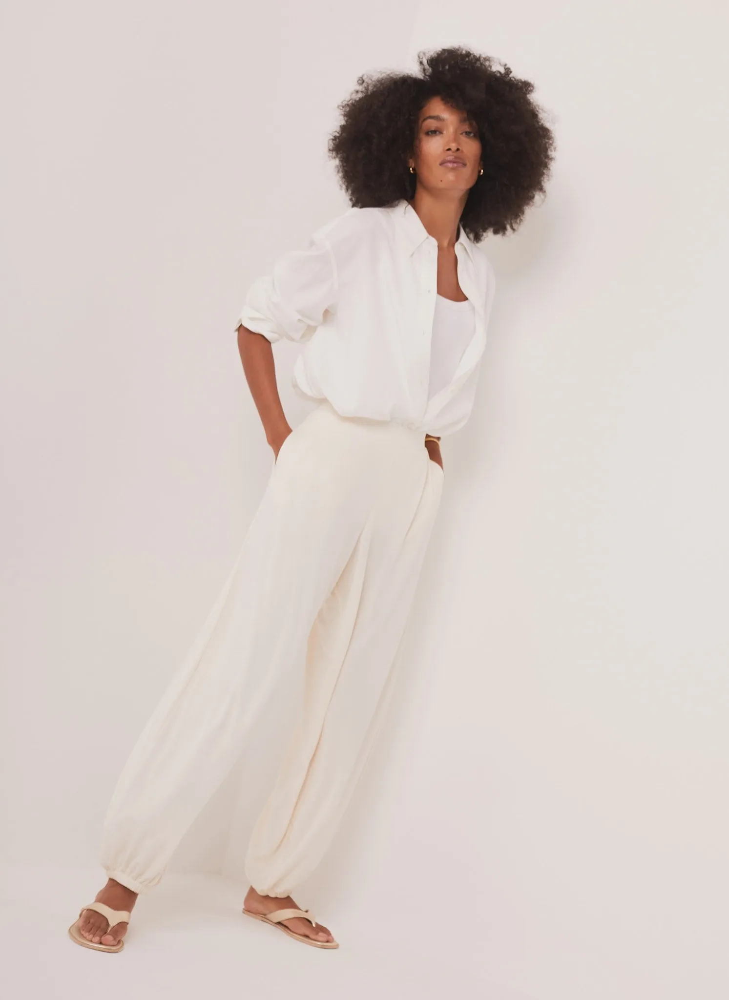 Cream Jersey Balloon Trousers sold by Mint Velvet product image thumbnail 3