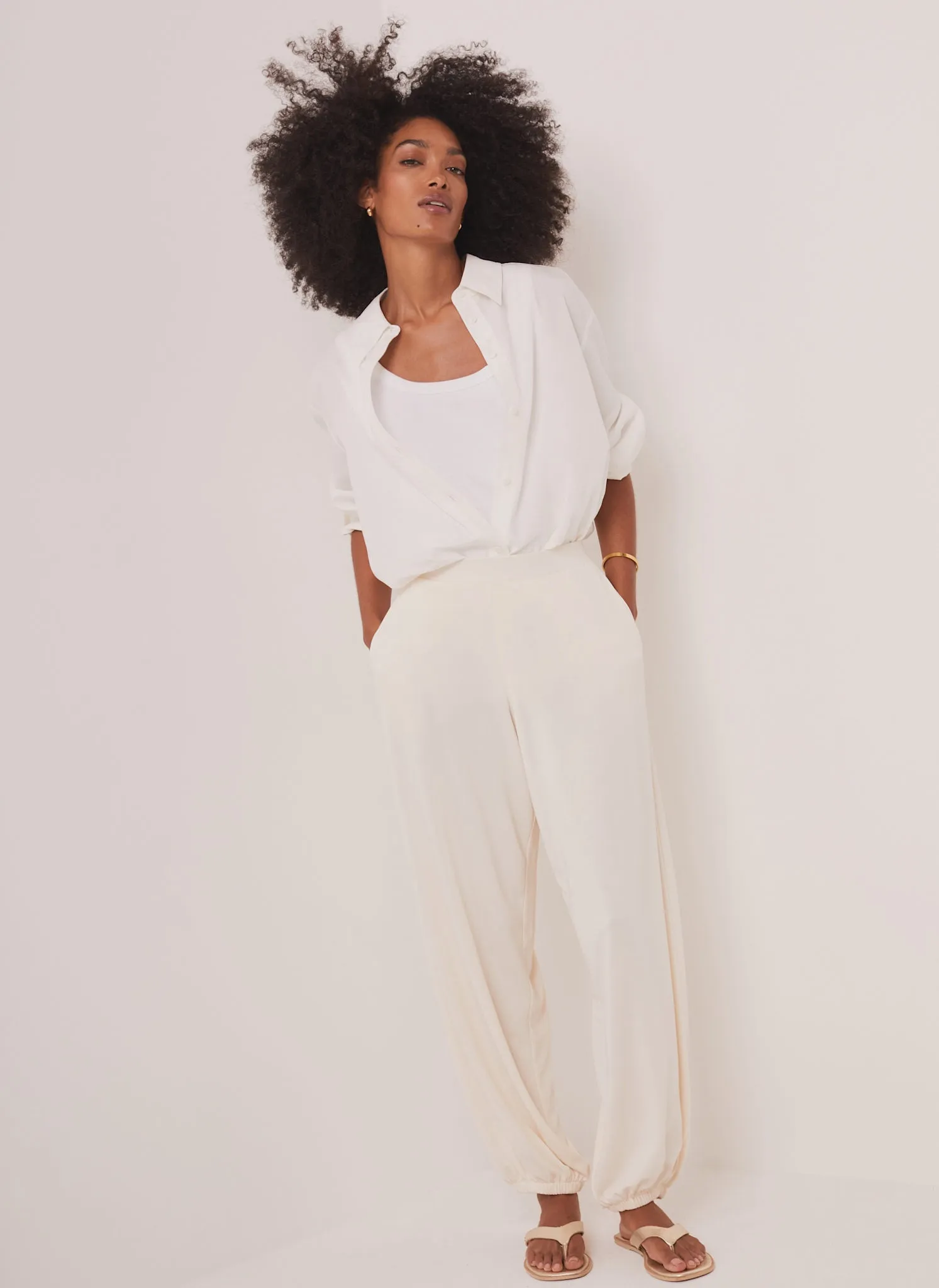 Cream Jersey Balloon Trousers sold by Mint Velvet product image thumbnail 2