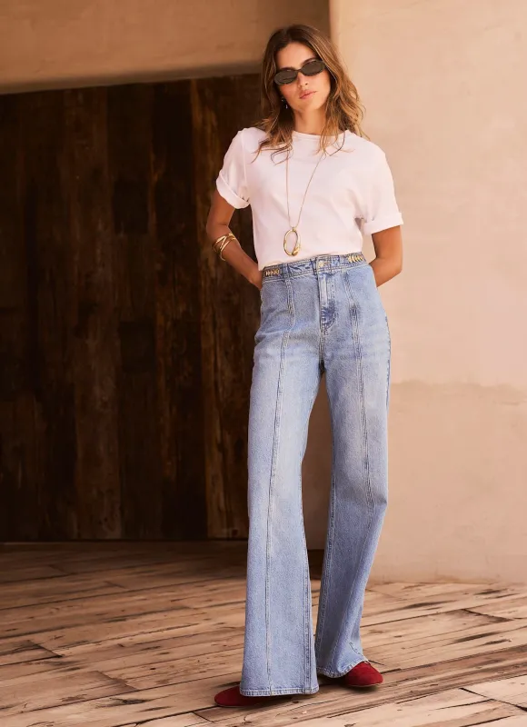 Mid Indigo Vintage Flared Jeans made by Mint Velvet