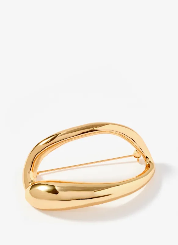 Gold Tone Open Curved Brooch made by Mint Velvet