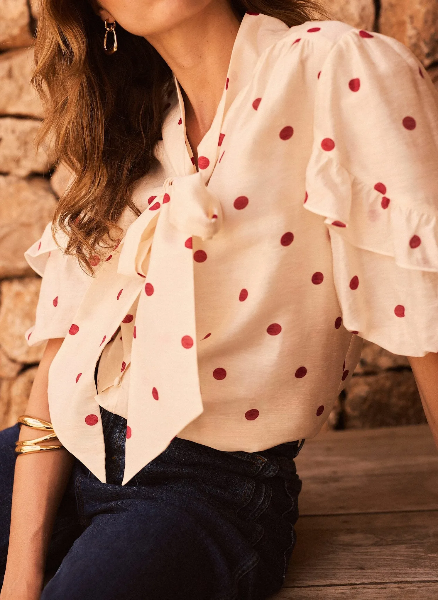 Cream Polka Dot Blouse sold by Mint Velvet product image thumbnail 5