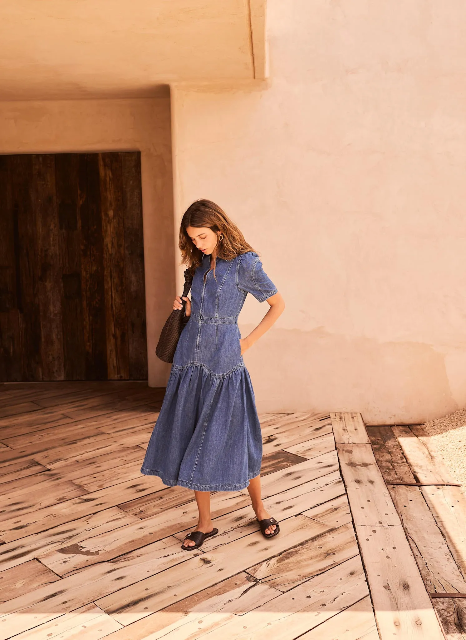 Indigo Puff Sleeve Denim Midi Dress sold by Mint Velvet product image thumbnail 4
